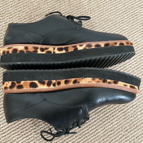 Halogen Maddox Oxford – Black Leather with Leopard Calf-Hair Trim (Nordstrom) - Picture 2 of 8